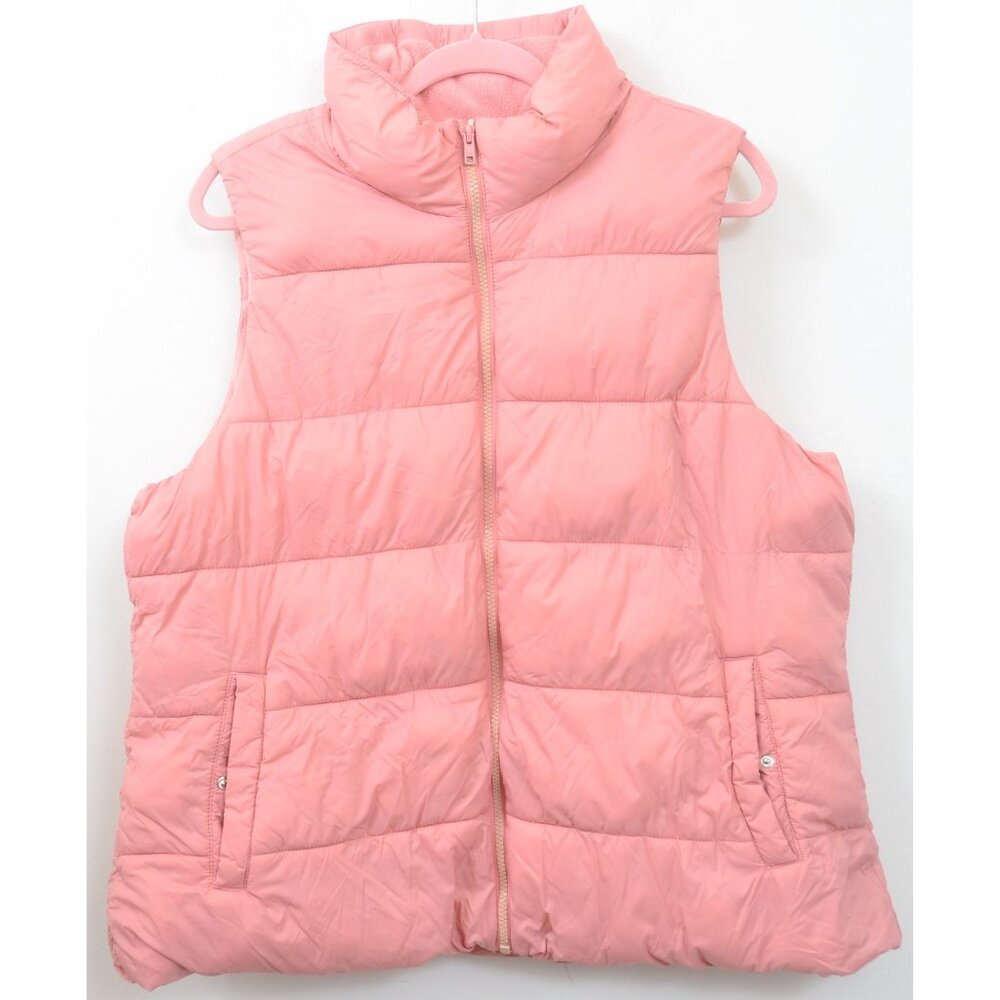 Old Navy Frost-Free Puffer Vest Women XL Light Pink Pockets Full Zip Winter